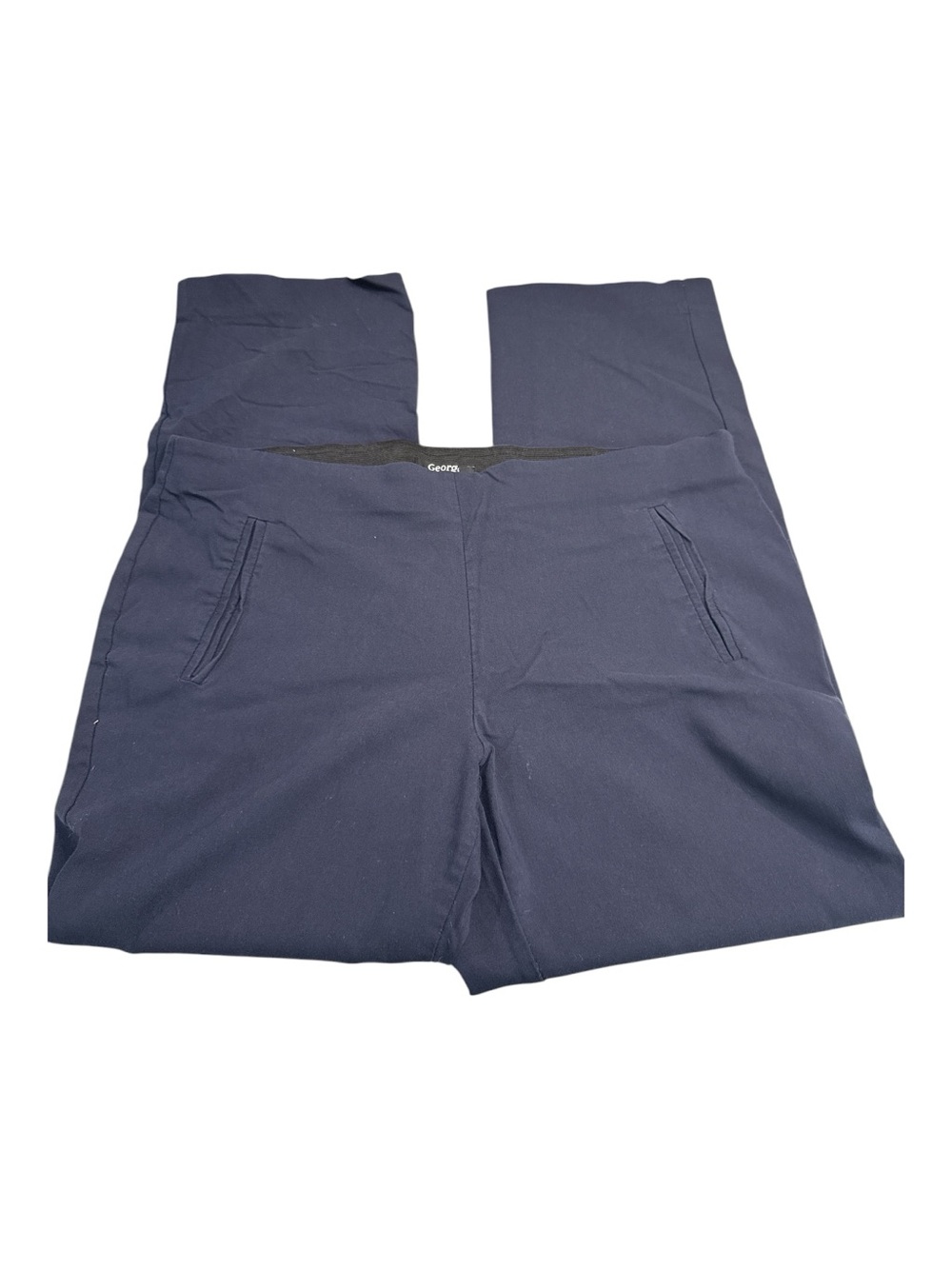 George Women’s Navy Straight Crop Pull-On Pants Size 18P Petite Career Office - Picture 3 of 5